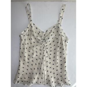 Anne Klein Women's size 4 white shirt black polka Dot Print Camisole